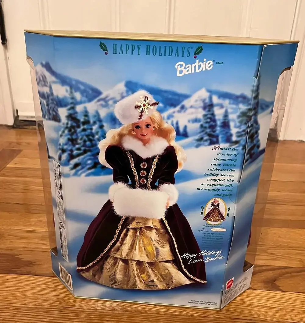 1996 Happy Holidays Special Edition Barbie Doll in Burgundy and Gold Velvet Gown